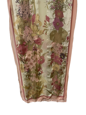 Floral Silk Scarf in Pink and Cream